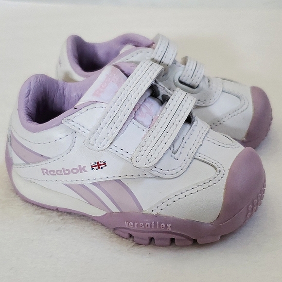 Reebok Classic White & Lavender Baby Girl Size 2 Leather Upper Shoes Sneakers - Picture 5 of 11